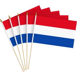 G128 - 30-Pack Handheld Netherlands Stick Flags, 8 x 12 in, 150D Polyester - Assorted Colors