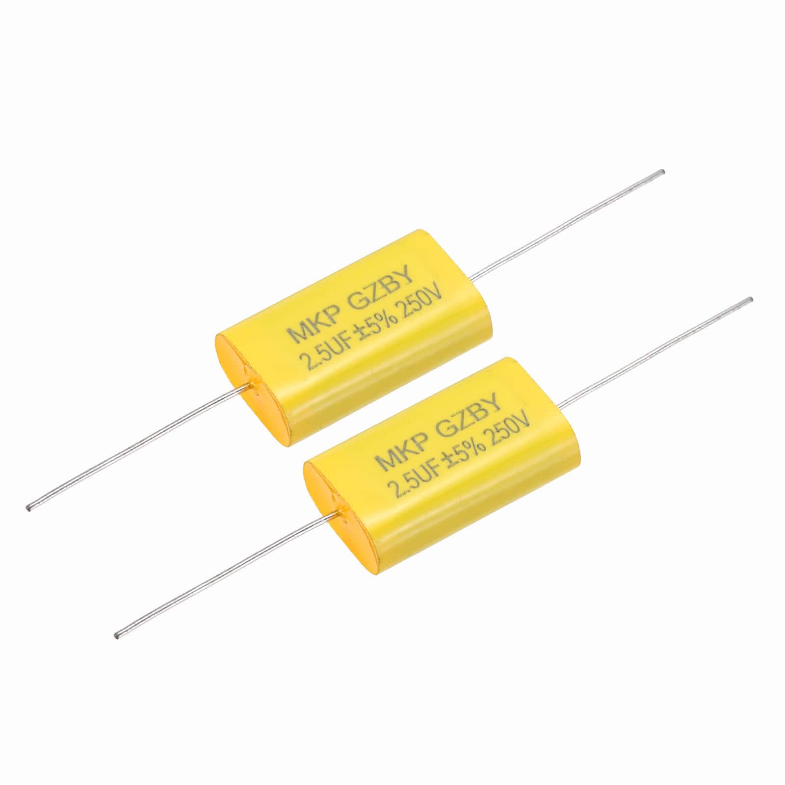 Unique Bargains - 2pcs 2.5uF Frequency Divider Capacitor, 250V Audio Speaker Crossover Non-Polarity Polypropylene MKP Film Capacitor - Yellow price history on PriceWatchPro