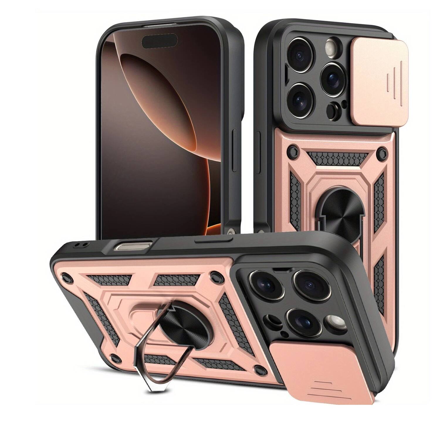 Angle. Stock Preferred - Heavy-Duty Shockproof Case for iPhone 17 Pro Rose Gold - Rose Gold.