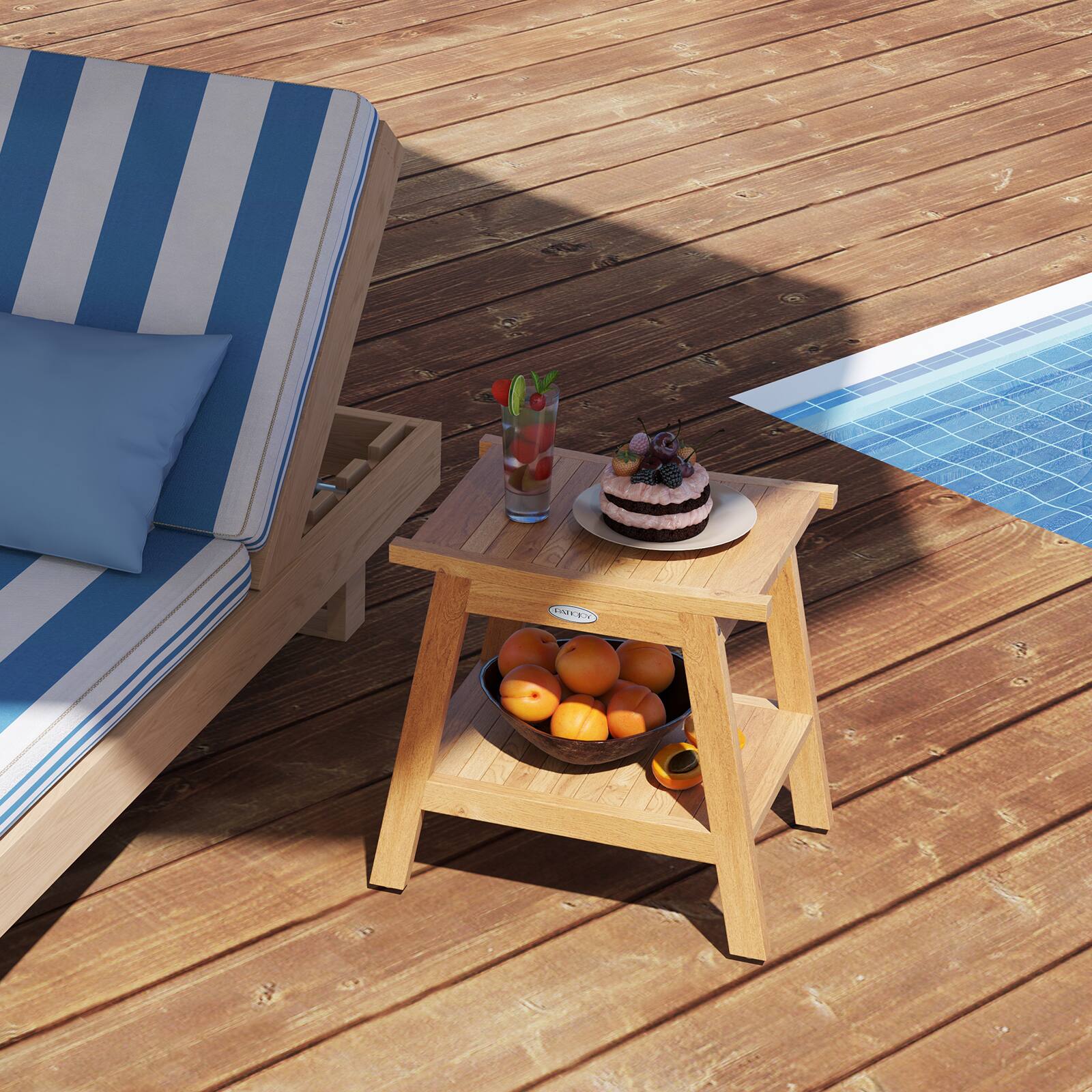 Alt View 8. Gymax - Gymax 20'' Teak Wood Shower Bench w/ Storage Shelf Adjustable & Anti-slip Foot Pads Bathroom Spa Bathing Stool - Natural.