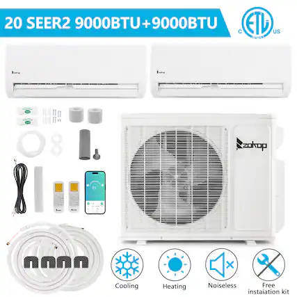 20 SEER2 9000BTU + 9000BTU
ETL Listed US
Cooling Heating Noiseless Free installation kit