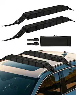 VEVOR - Soft Roof Rack Pads, 33-Inch Universal Car Roof Rack Pad, 176LBS Load Capacity Luggage Kayak Carrier - Black
