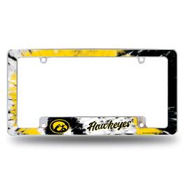 Rico Industries - University of Iowa Hawkeyes Chrome Metal License Plate Frame with Bold Tie Dye Design - Multi