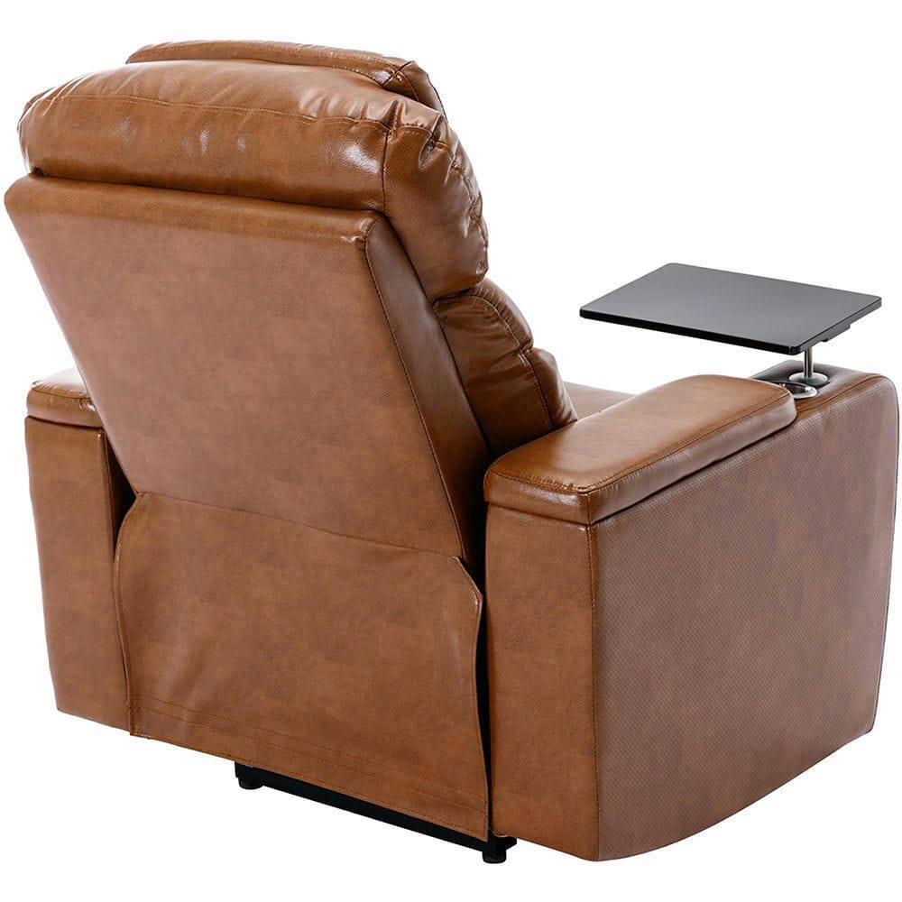 Alt View 9. Kadyn - Power Motion Electric Recliner with USB Port, Hidden Arm Storage, Cup Holder & Bluetooth Speaker - Brown.