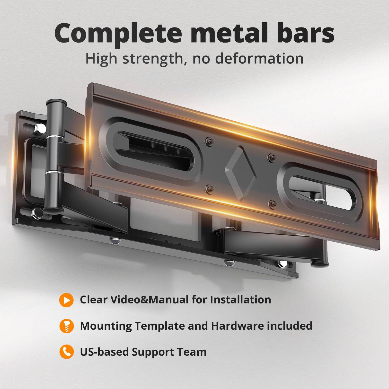 Complete metal bars  
High strength, no deformation  

Clear Video & Manual for Installation  
Mounting Template and Hardware included  
US-based Support Team