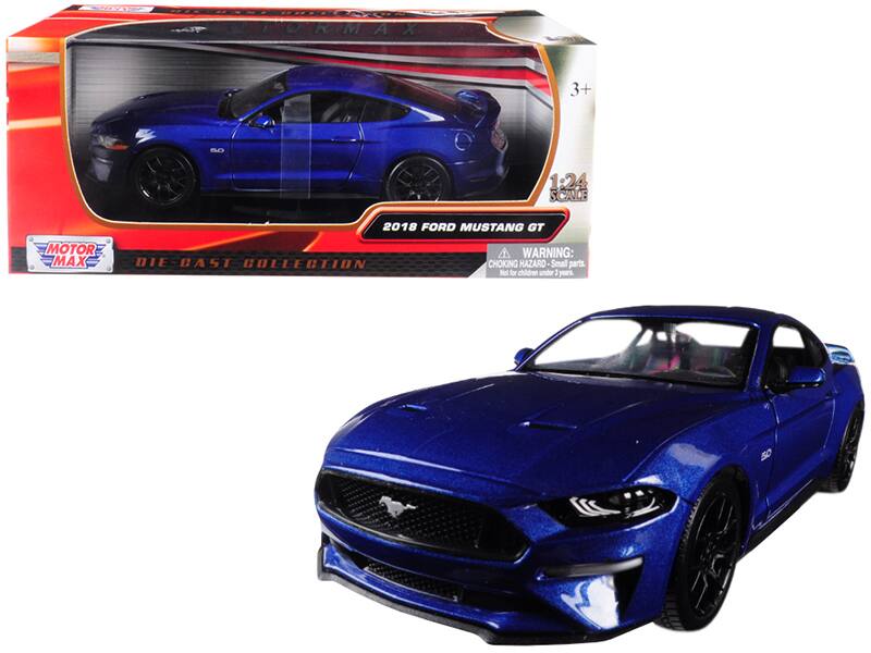 2018 Ford Mustang GT 5.0 Wheels 1/24 Diecast Model Car by Motormax - Blue With Black