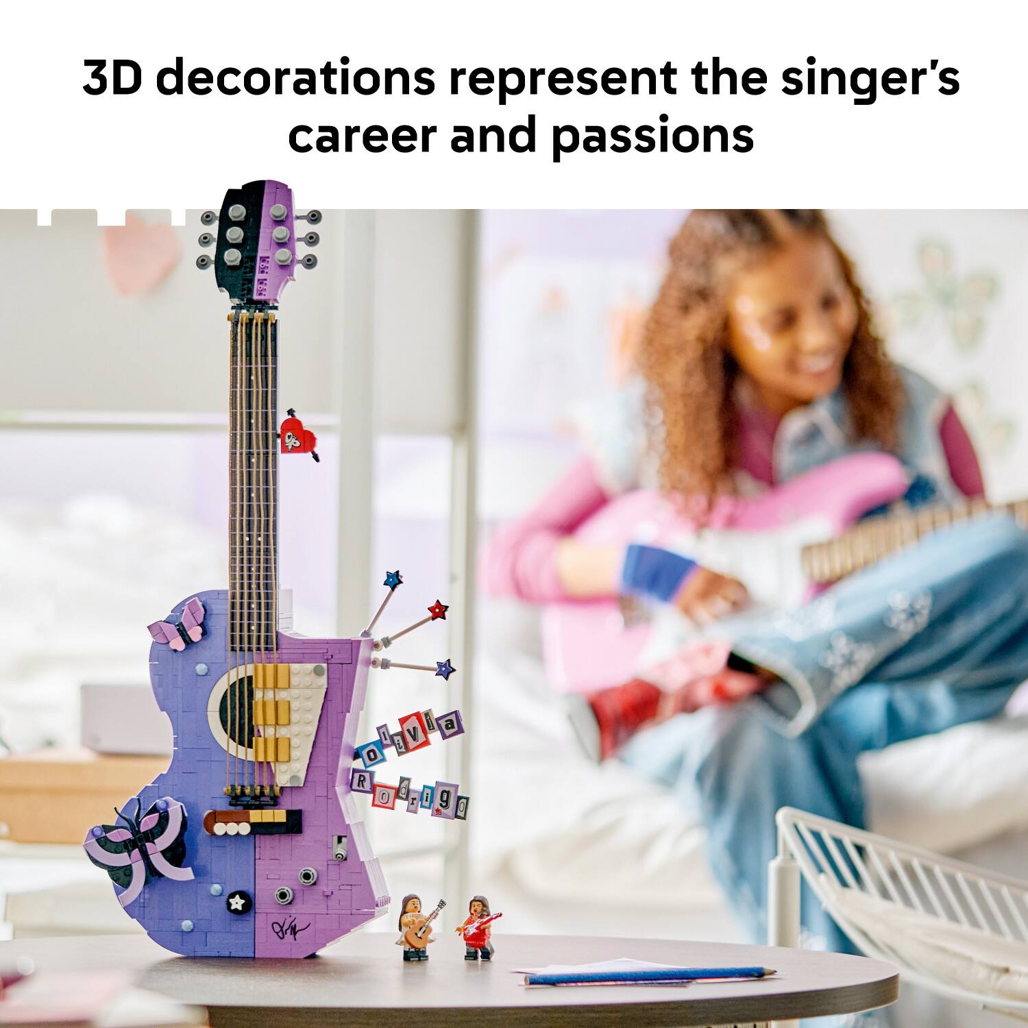 3D decorations represent the singer's career and passions
