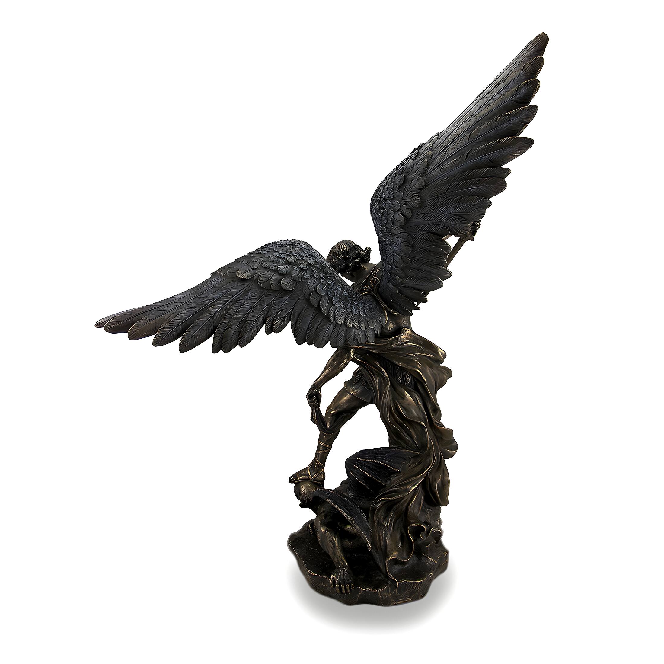 Alt View 2. Veronese Design - Saint Michael Slays Lucifer Bronzed Sculptured Statue 31 in. - Bronze.