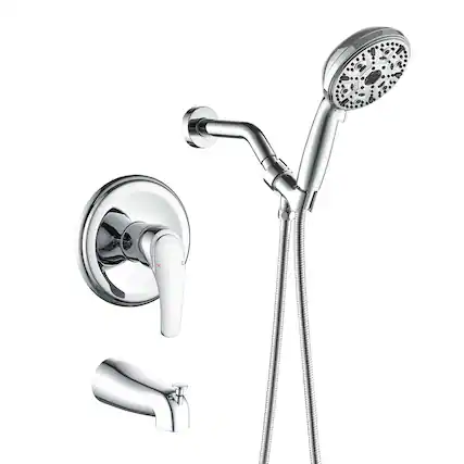 Front. Boyel Living - Polished Chrome Shower Set with 10 Function Handheld Shower and cUPC Pressure Balance Valve - Polished Chrome.