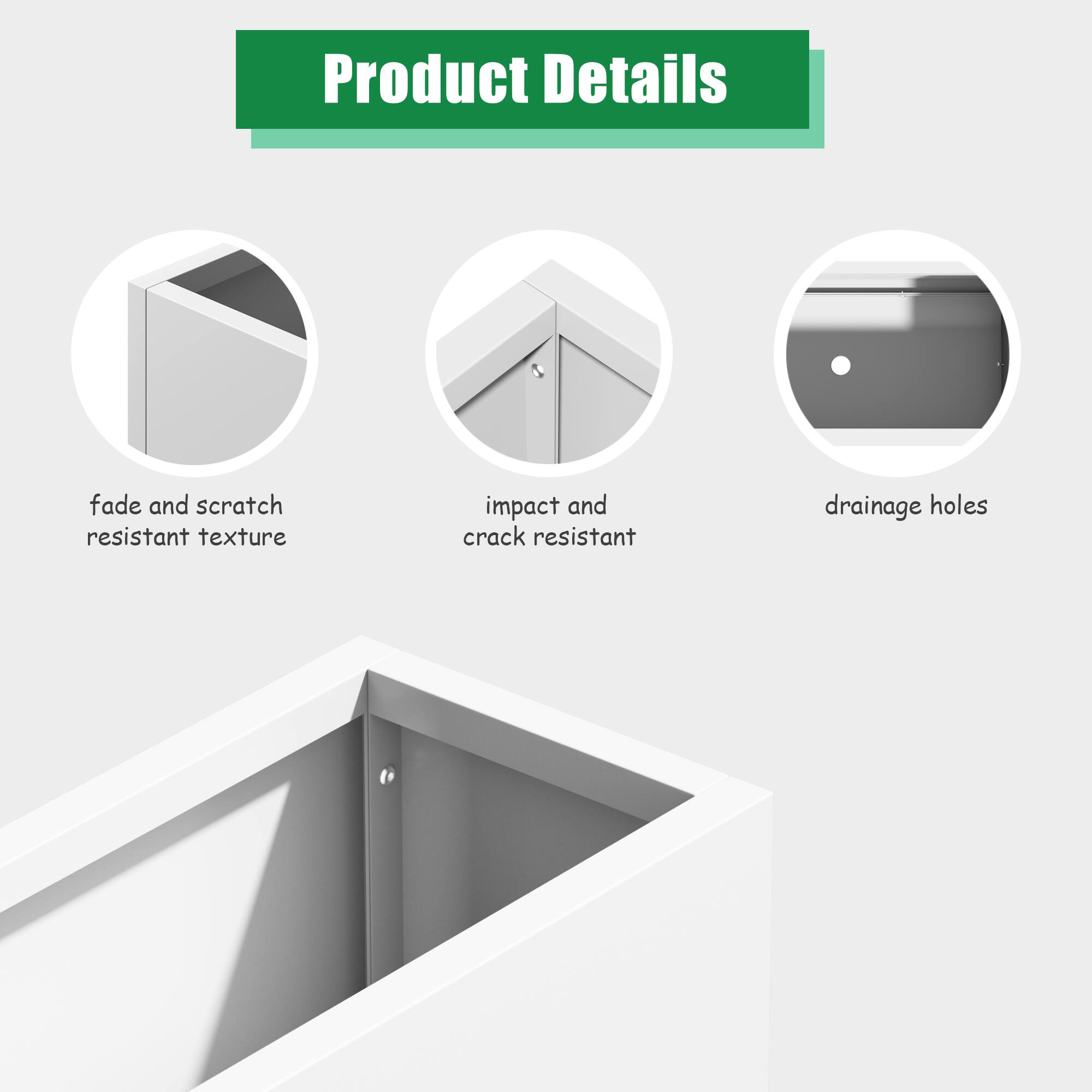 Product Details

- fade and scratch resistant texture
- impact and crack resistant
- drainage holes