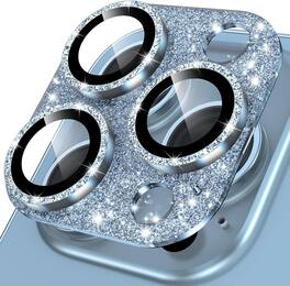 PARKER SLATER - iPhone 13 Pro/Pro Max Camera Lens Protector, Glitter Diamond Metal Ring - A-Sierra Blue Glitter
