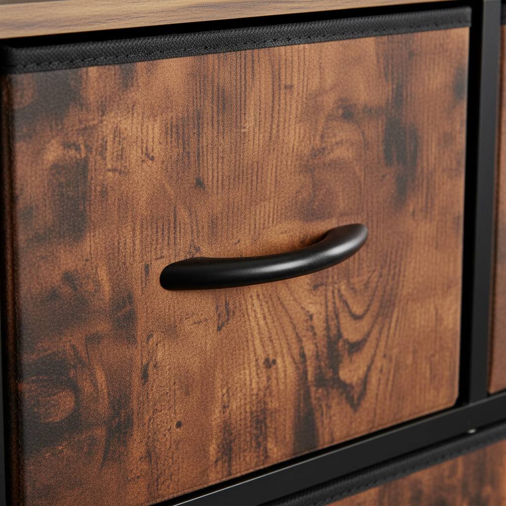 Left. AOITUN - Rustic 5-Drawer Fabric Dresser, 39.4" Narrow TV Stand for 43 Inch TV, Tall Storage Chest for Small Bedroom. - Steel.