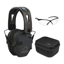 Walker’s - Walkers Razor Tacti-Grip with Rubber Headband (Black) with Glasses and Hard Case - Black/Black