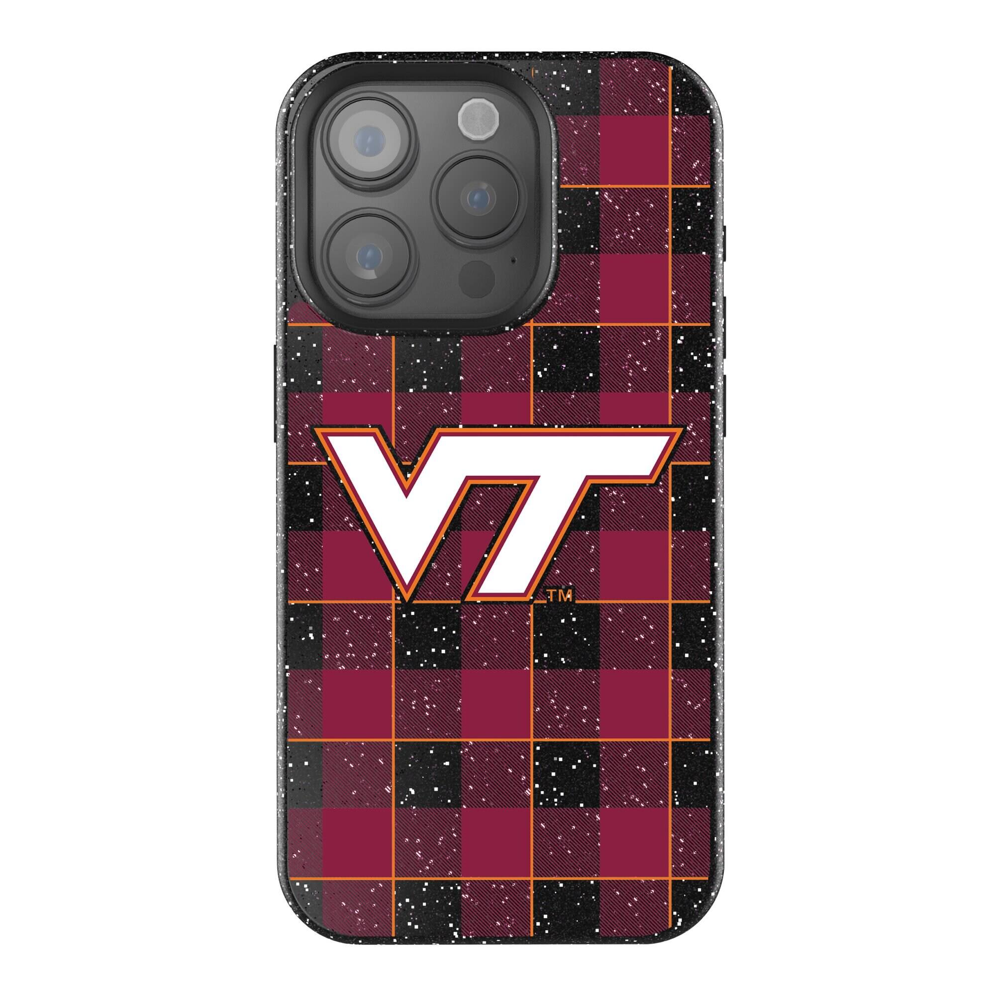 Front. Keyscaper - Virginia Tech Hokies Plaid Bling iPhone Case - 15 Pro Max - Black.