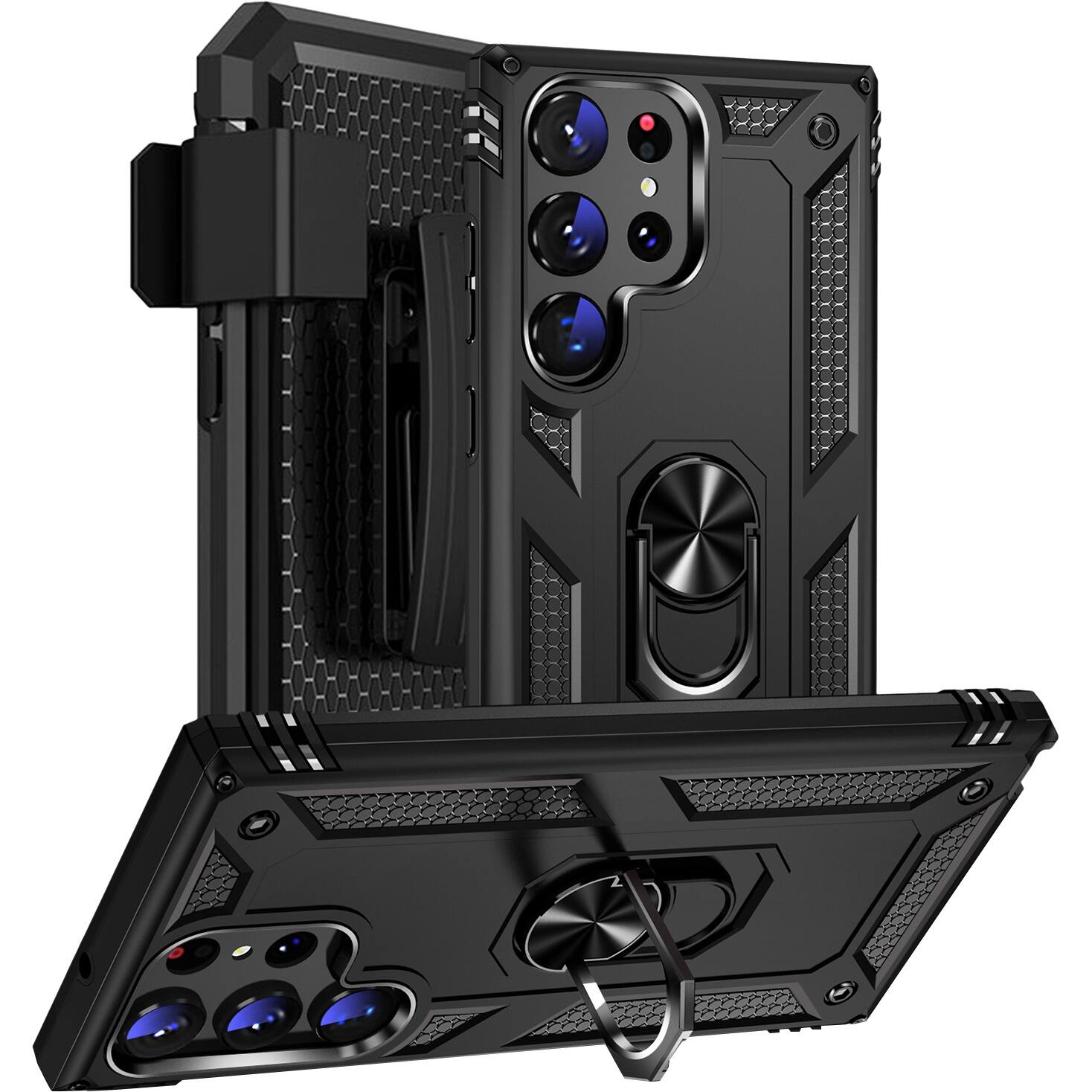 Alt View 13. SaharaCase - Military Kickstand Series with Belt Clip Case for Samsung Galaxy S23 Ultra - Black.