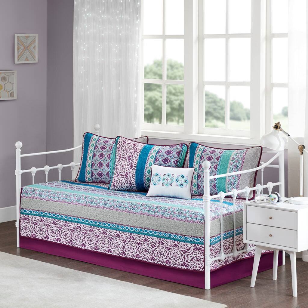 Alt View 1. Gracie Mills - Gracie Mills Merewen 6-Piece Reversible Daybed Set - Purple.