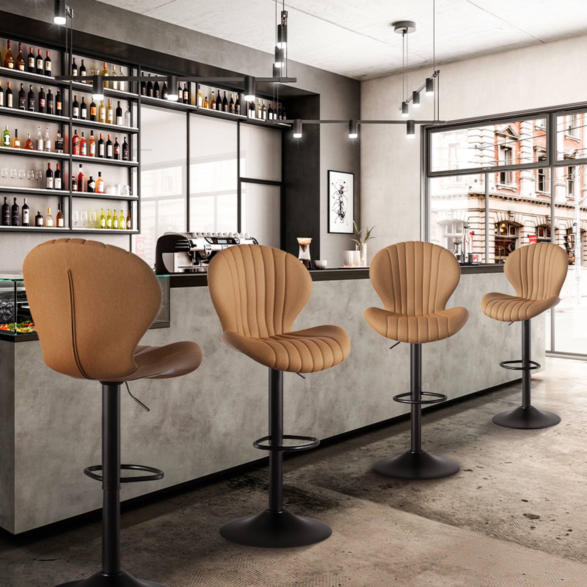 Alt View 9. HTUTWOO - 360° Swivel Bar Stools Set of 2, Adjustable Counter Stools, Faux Leather Bar Chairs with Pedal and Backrest for Kitchen - Brown.