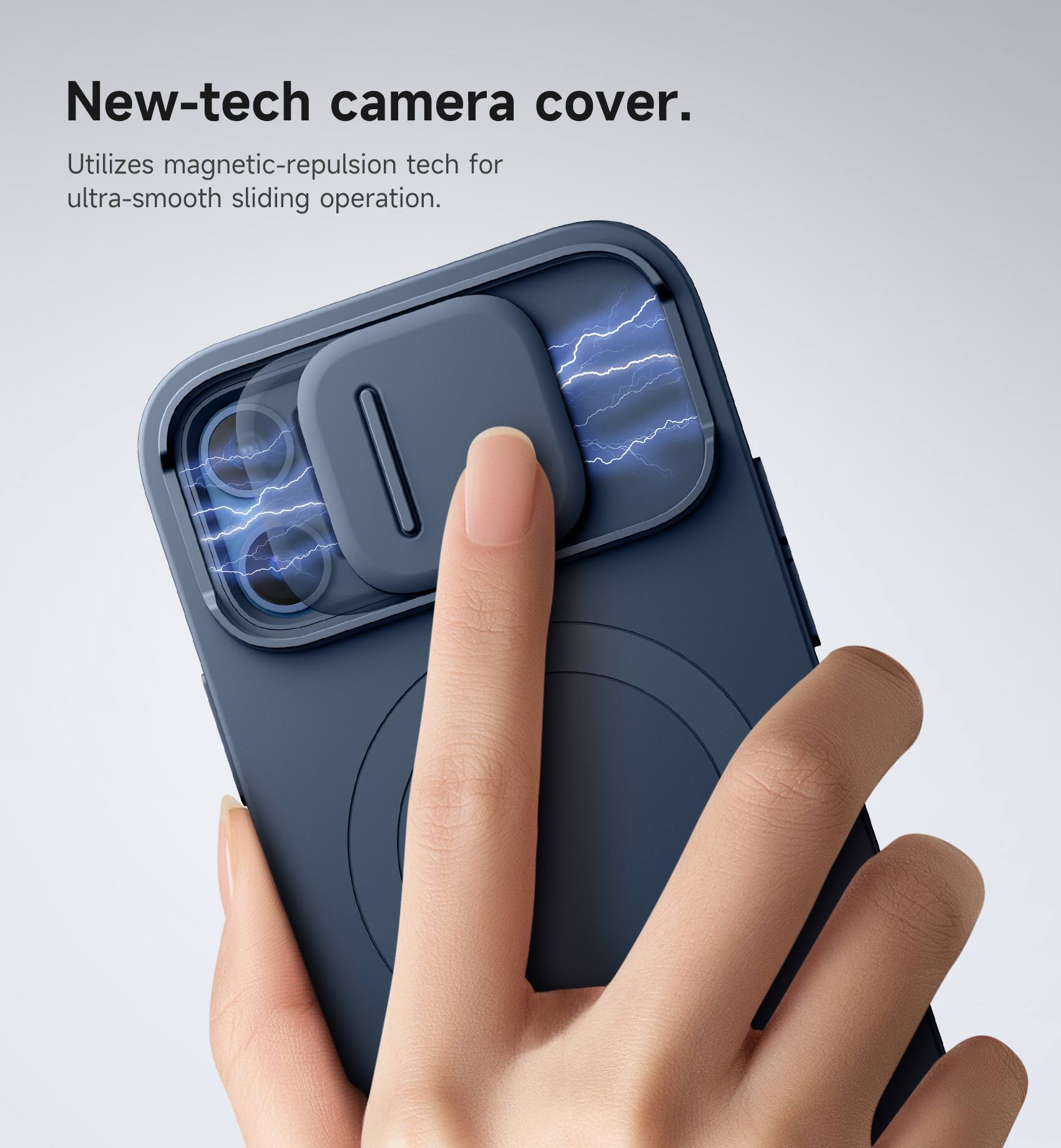 New-tech camera cover.  
Utilizes magnetic-repulsion tech for ultra-smooth sliding operation.