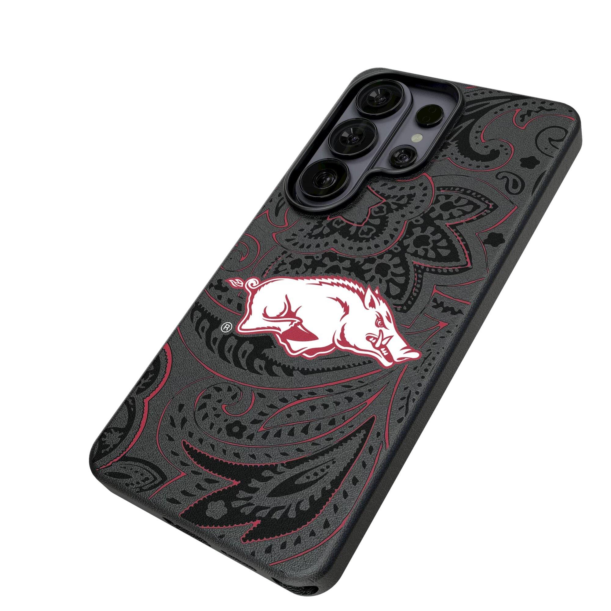 Alt View 1. Keyscaper - Arkansas Razorbacks Paisley Galaxy Magnetic Bump Case - S25 Ultra - Black.