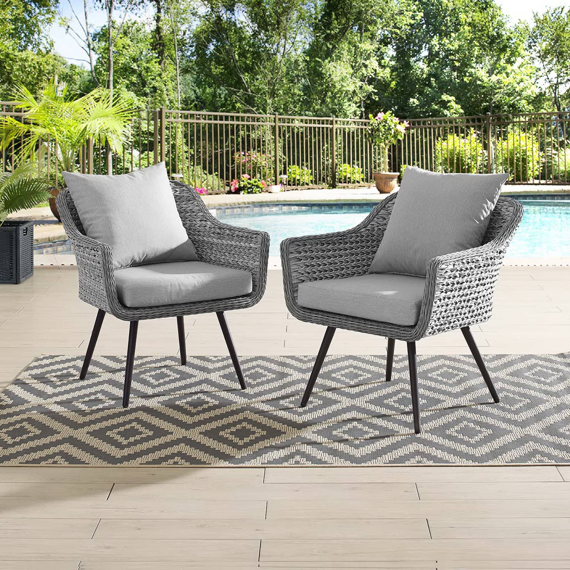 Endeavor Outdoor Patio Wicker Rattan Armchair Set of 2 by Modway - Gray Gray