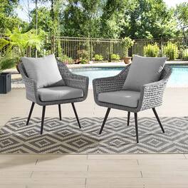 Endeavor Outdoor Patio Wicker Rattan Armchair Set of 2 by Modway - Gray Gray