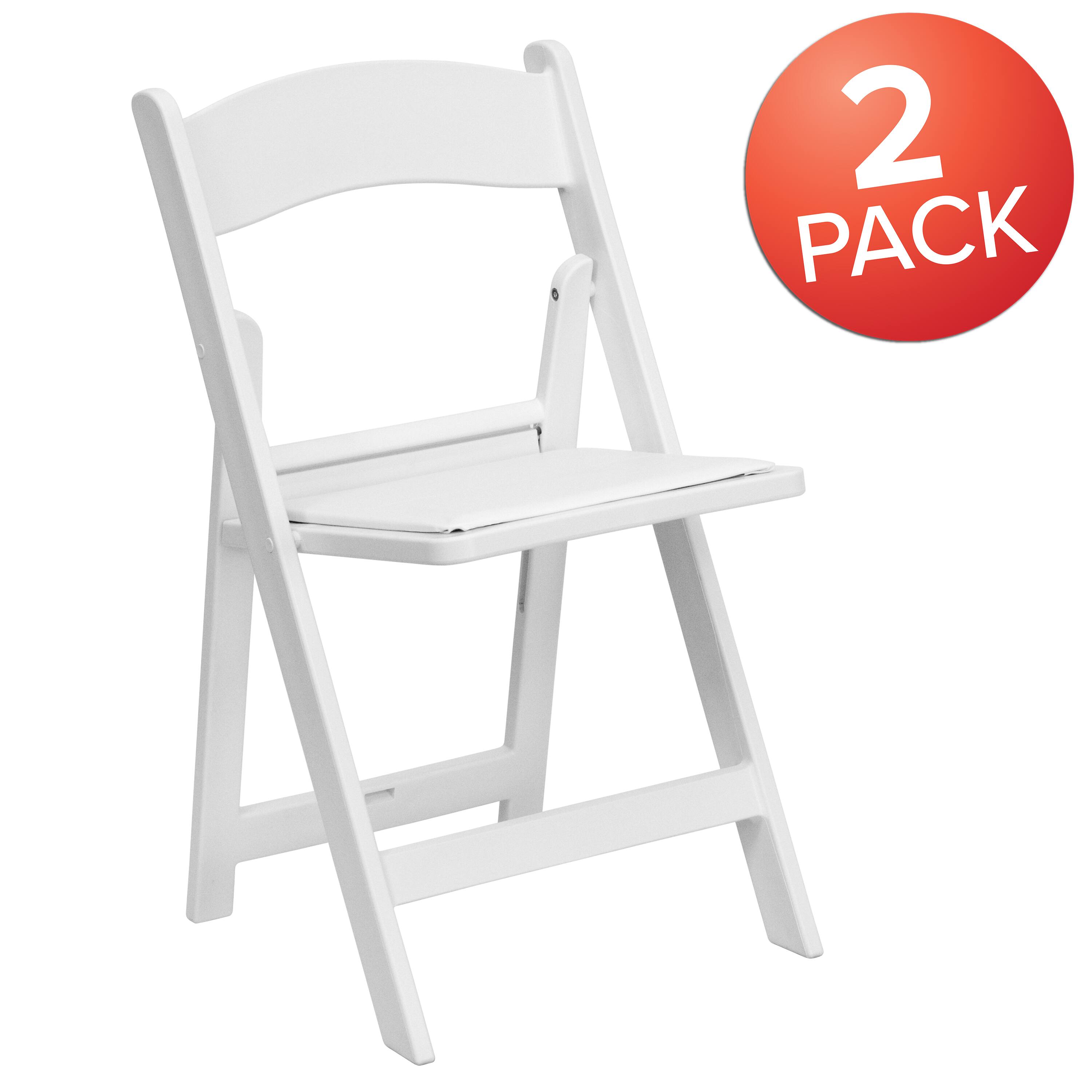 Alt View 1. Emma + Oliver - Folding Chair - Resin– 2 Pack 800LB Weight Capacity Event Chair - White.