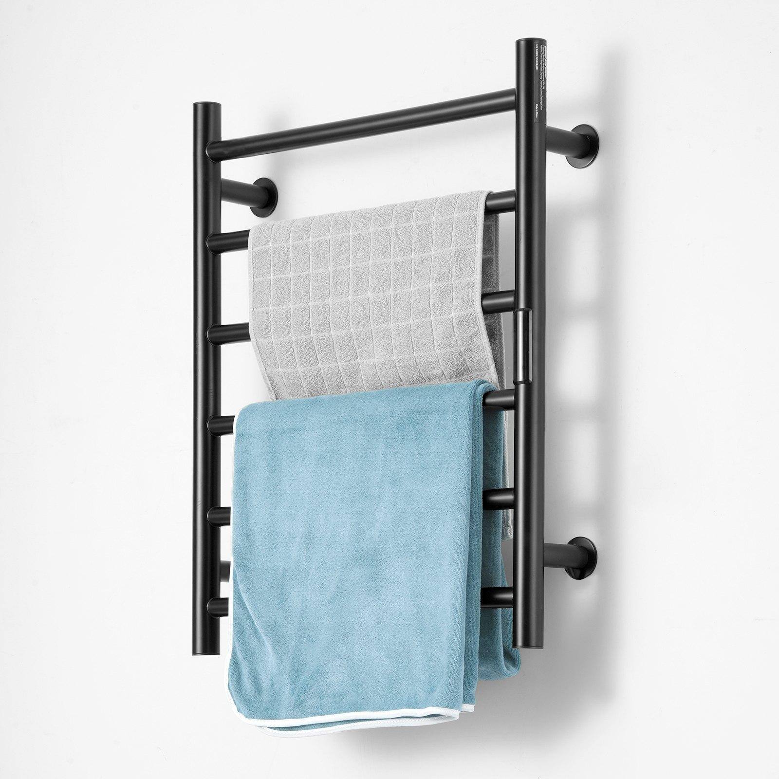 Alt View 8. Glintex - 6 Bars Wall Mounted Heated Towel Rack, Waterproof Warmer with Timer & Adjustable Temperature Control - Black.