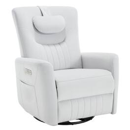 Boyel Living - Swivel and Rocker Power Recliner Chair Heavy Duty Motion Mechanism with USB and Type-C Ports - Light Beige