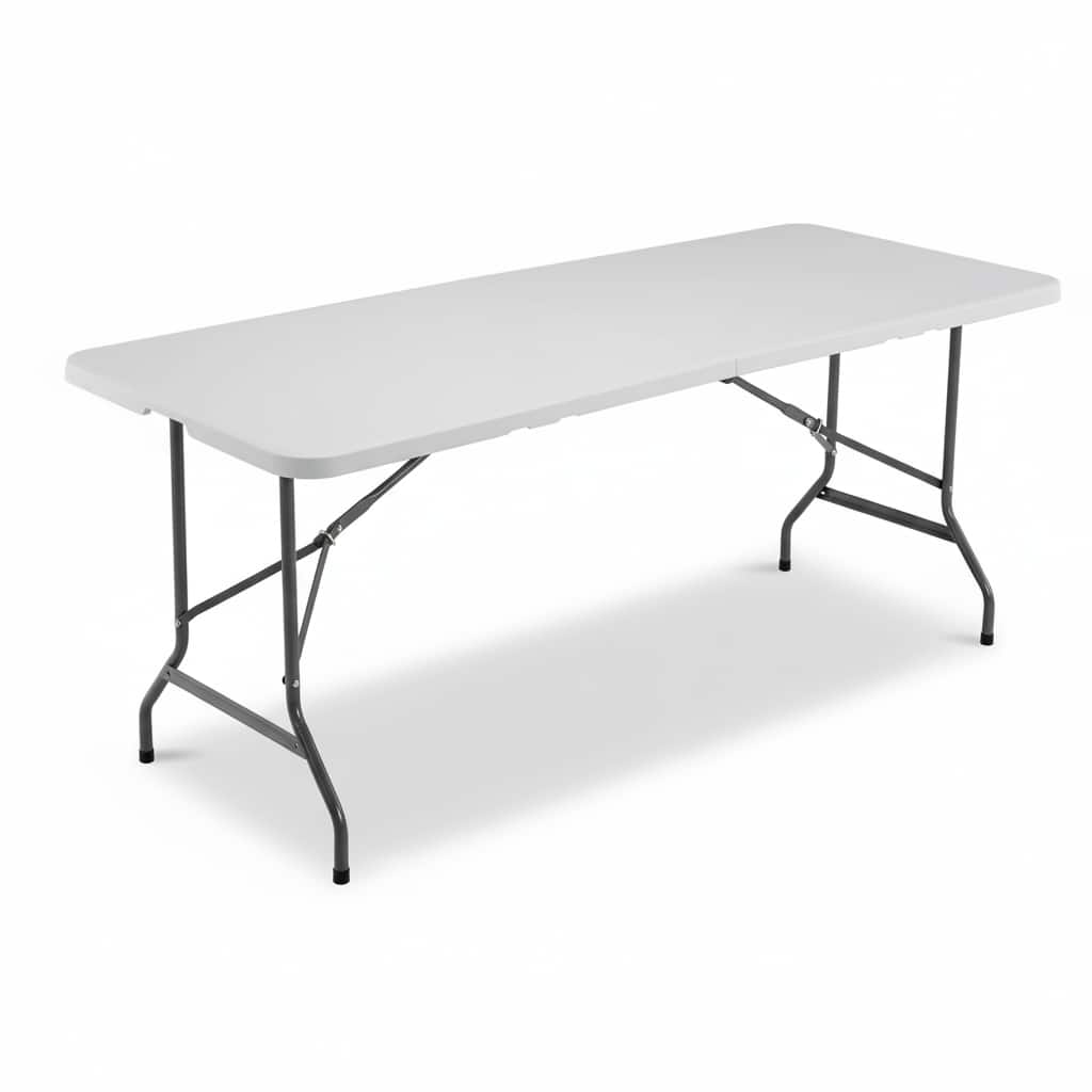 AOITUN - 6ft Plastic Folding Table Outdoor Indoor Heavy Duty Portable Desk with Carrying Handle for Camping Picnic Party - White