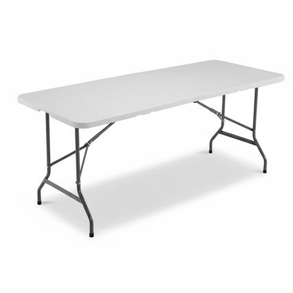 Front. AOITUN - 6ft Plastic Folding Table Outdoor Indoor Heavy Duty Portable Desk with Carrying Handle for Camping Picnic Party - White.