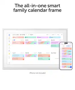 Aluratek - All-In-One 15.6" Calendar and Digital Photo Frame with WiFi, Touchscreen IPS LCD Display, No Subscription Fee and 32GB - White