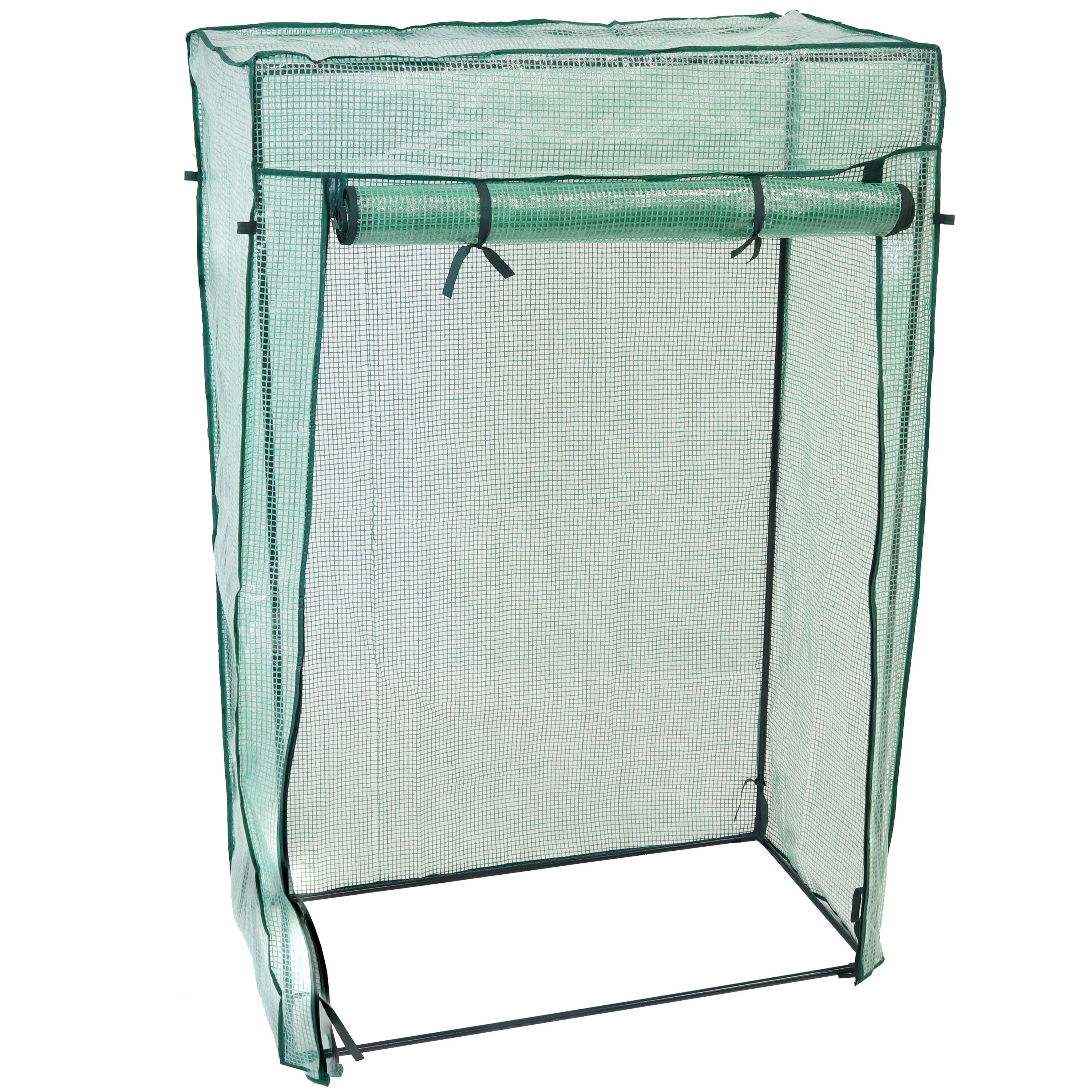 Front. Sunnydaze - Large Iron Polyethylene Cover Portable Plant Greenhouse - Green.