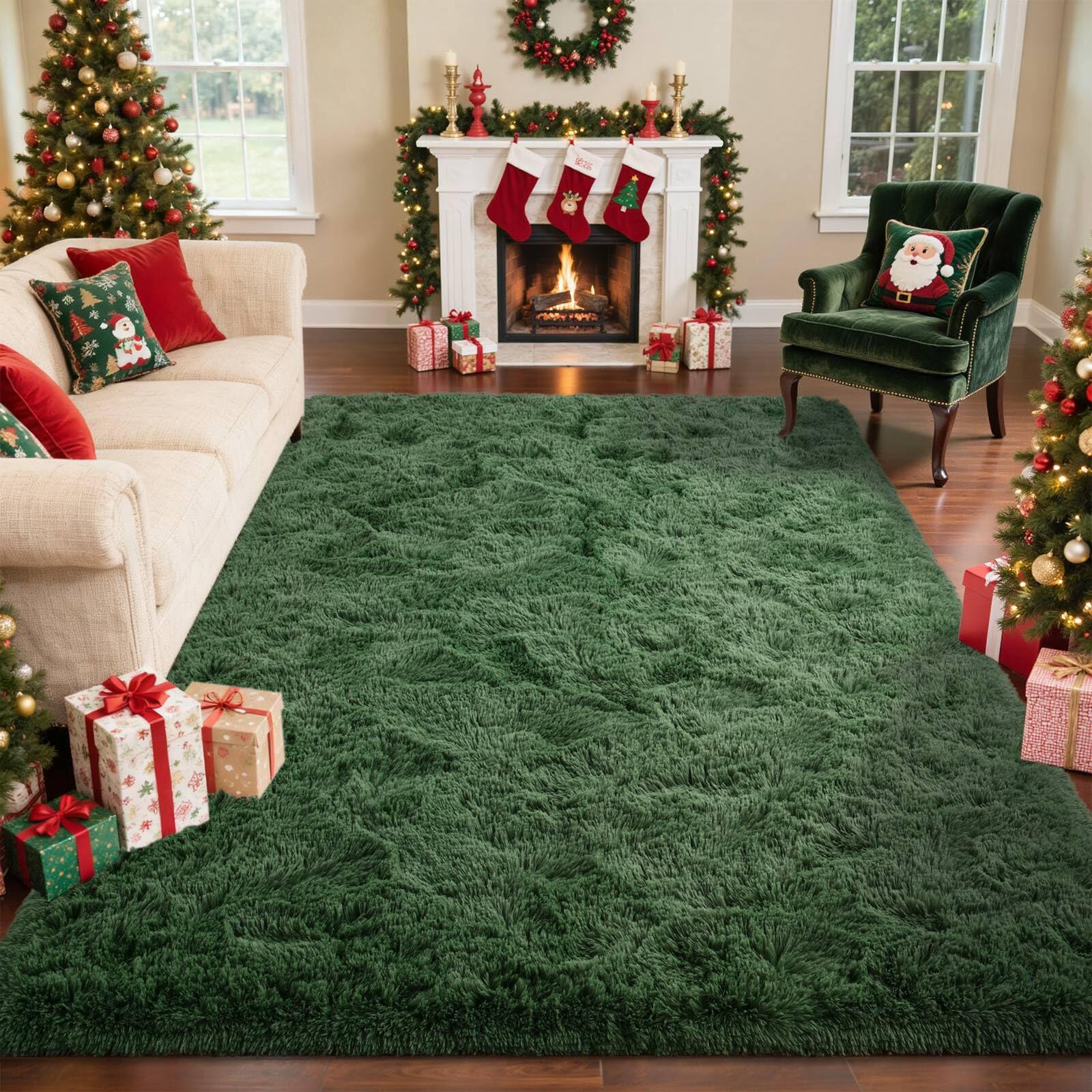 Front. PARKER SLATER - 6x9 Large Shag Rugs Living Room Decor Tie Dyed Ultra Soft Fluffy Furry Area Bedroom Indoor Floor Aesthetic Carpet Home - F-green.