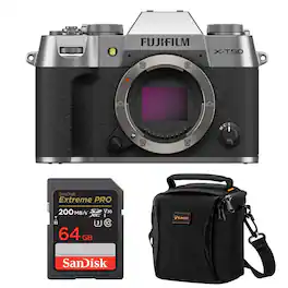Bundle - Fujifilm - X-T50 Mirrorless Camera, Silver, with Included Value