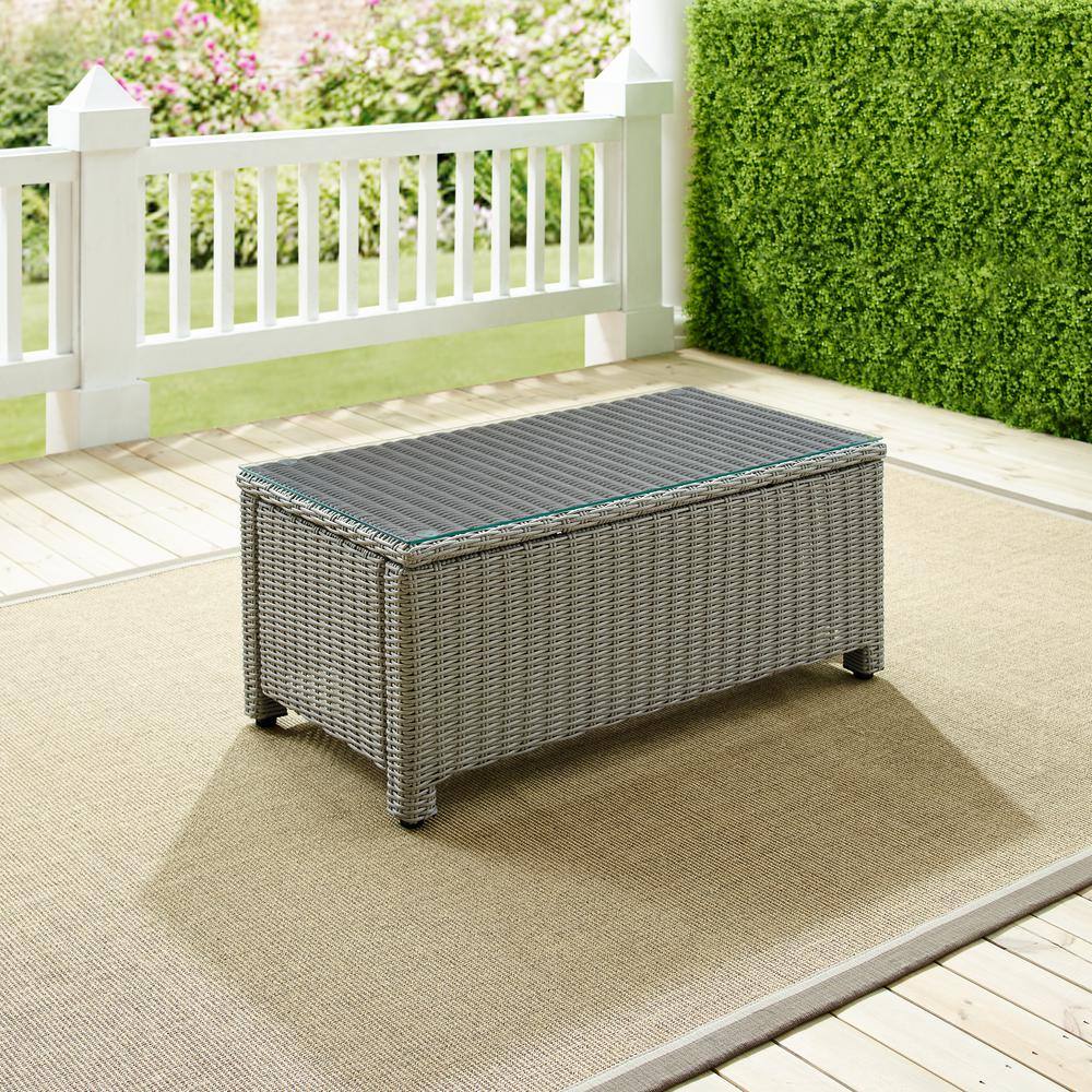 Alt View 4. Crosley Furniture - Bradenton Wicker Outdoor Coffee Table - Gray.