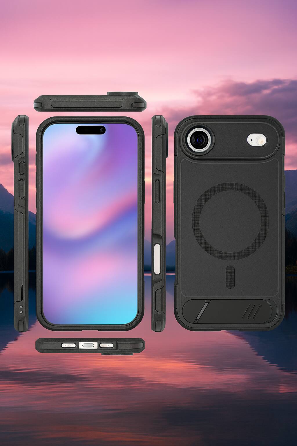 Alt View 3. SaharaCase - Apple iPhone Air Kickstand Case | Anti-Slip Grip | Compatible with Magsafe | Shock Absorbing Corners | Venture Series - Black.
