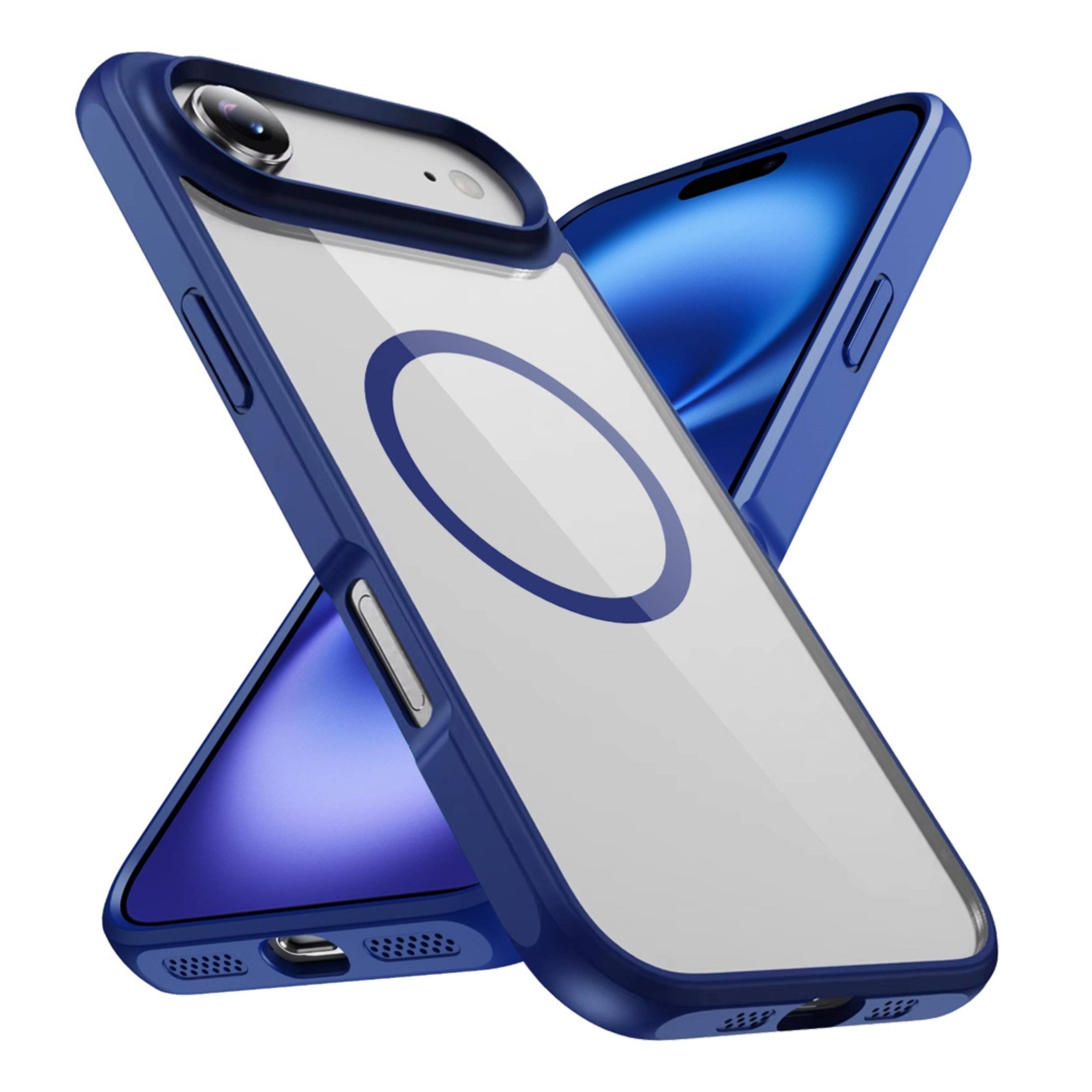 Angle. Kitcheniva - Premium Magnetic Circle Shockproof Phone Case With Tempered Glass For iPhone Air Navy Blue - Navy Blue.