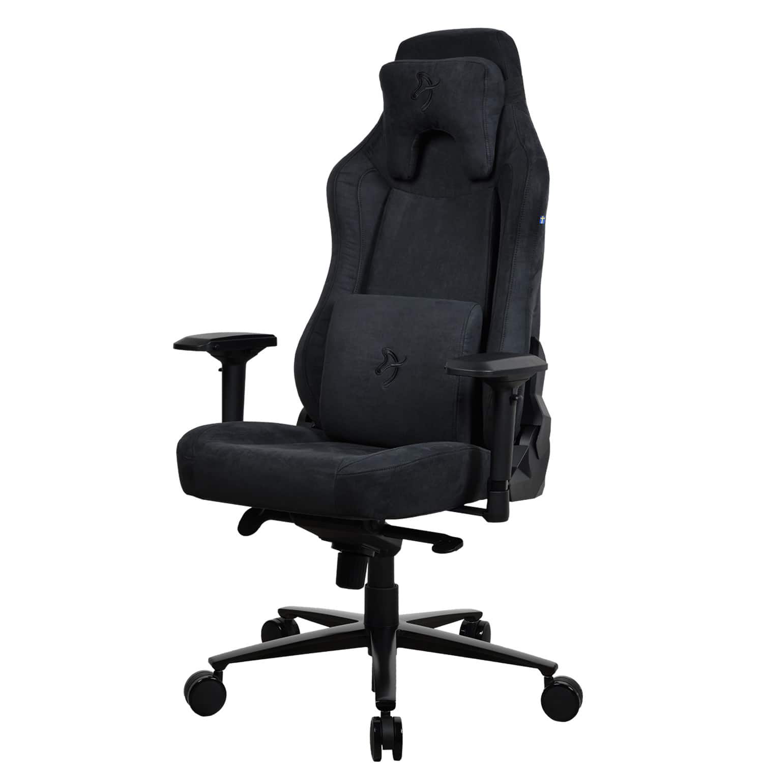 Left. Arozzi - Vernazza Series Top-Tier Premium Supersoft Upholstery Fabric Gaming Chair - Pure Black.