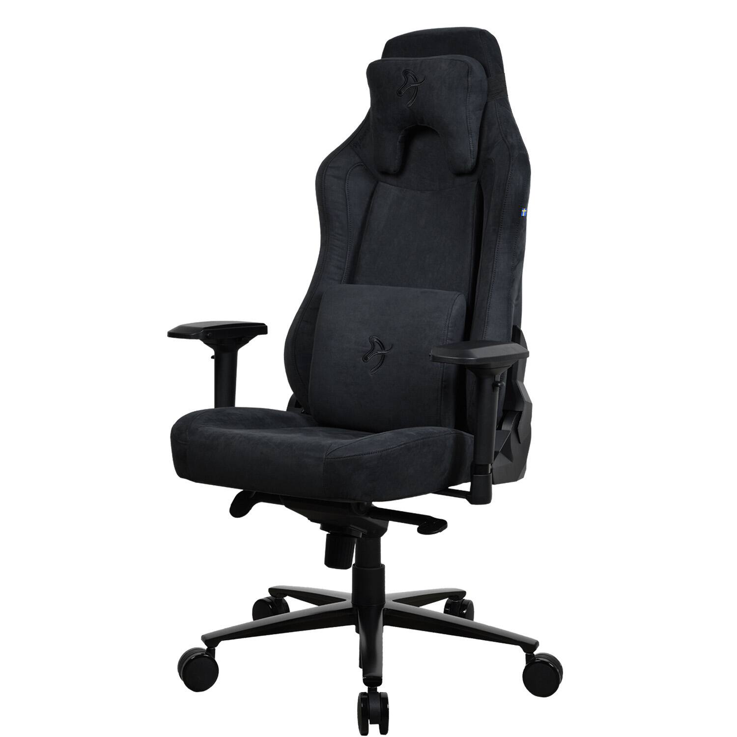 Left. Arozzi - Vernazza Series Top-Tier Premium Supersoft Upholstery Fabric Gaming Chair - Pure Black.