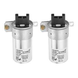 Unique Bargains - 2pcs CBB60 Capacitor, 80uF250V Run Round Start Capacitor for Water Pump/AC Motor/HVAC/Compressor/Generator/Air Condenser - Silver