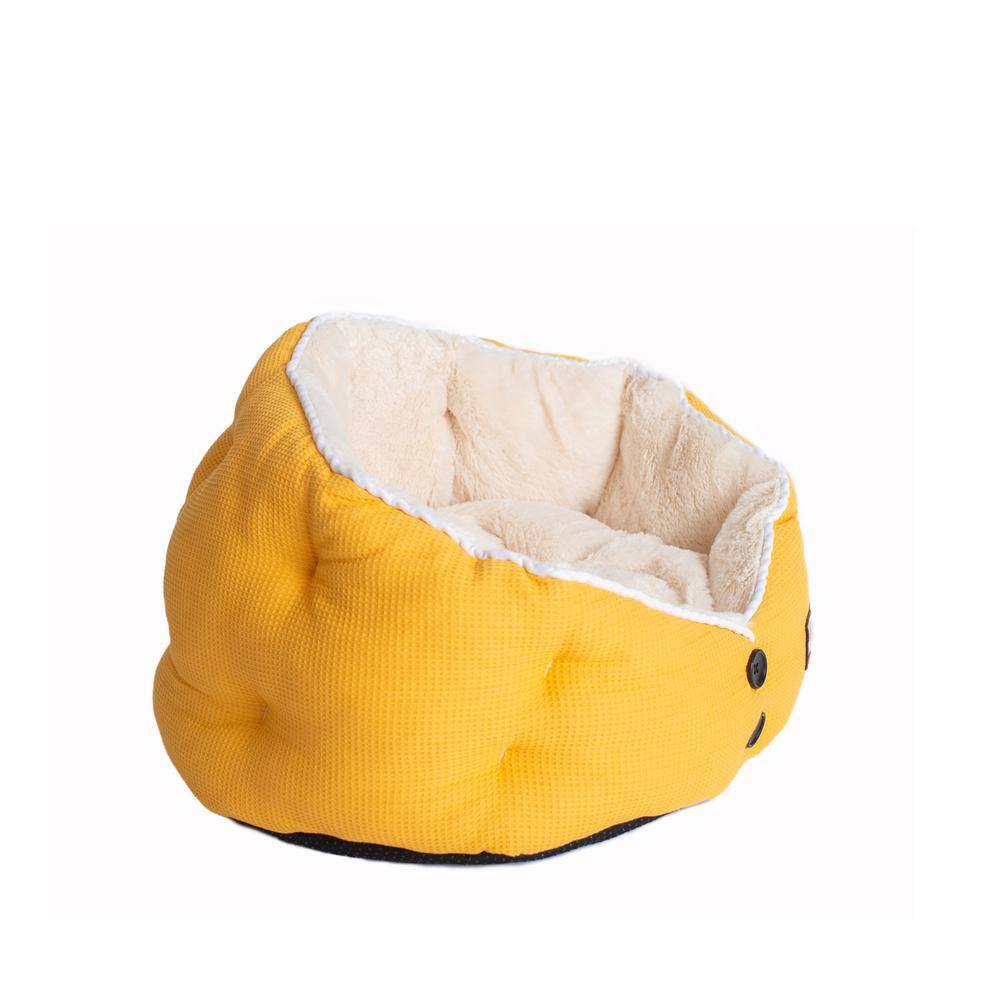 Angle. Armarkat - Cat Bed Gold Waffle And White - Gold.