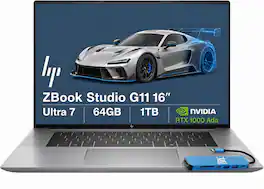 HP - Upgraded - ZBook G11 16" FHD+ Mobile Workstation Laptop - NVIDIA RTX 1000Ada - Intel Ultra 7 165H - 64GB RAM- 1TB SSD - Sliver Gray