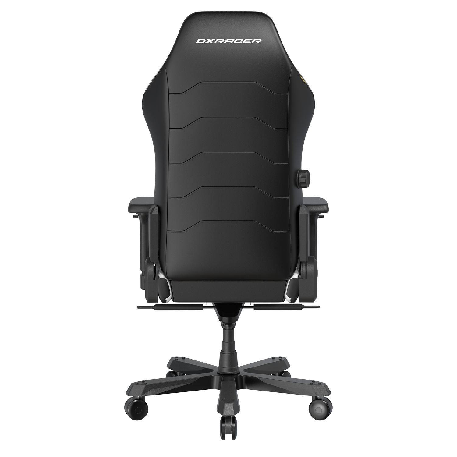 Back. DXRacer - DXRacer Master Series Gaming Chair – Black with lines, Premium PU Leather with Built-In Lumbar Support & 4D Armrests - Black and White.