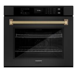 ZLINE - Autograph 30 in. True Convection Single Wall Oven in Black Steel with Bronze Helix Handle (WASBZ-30-KCB) - Black Stainless Steel