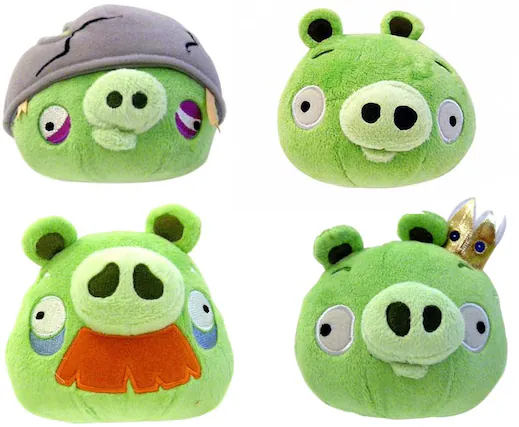 Front. Commonwealth Toys - Angry Birds 5" Plush Assortment: Set of 4 Pigs - Green.