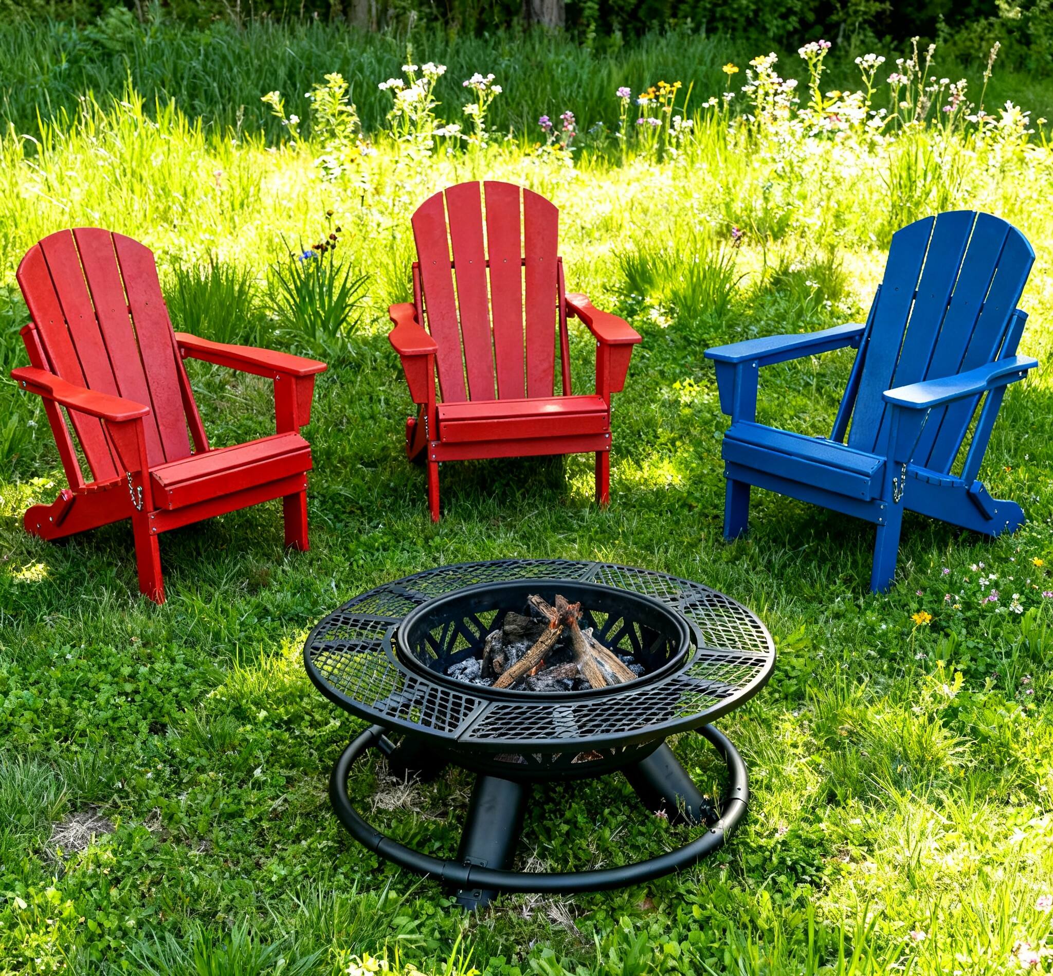 Alt View 1. Bestier - Folding Patio Adirondack Chair, All-Weather HDPE Outdoor Chair for Poolside Backyard Lawn Decks Gardens - Blue.