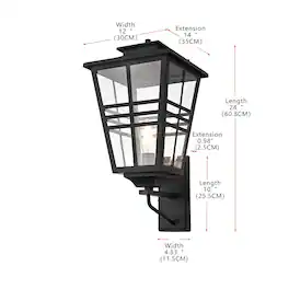 Elegant Lighting - Macon 12 Inch Outdoor Wall Sconce In - Black