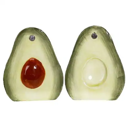 Front. Pacific Trading - Avocado Ceramic Magnetic Salt and Pepper Shakers Set - Green.