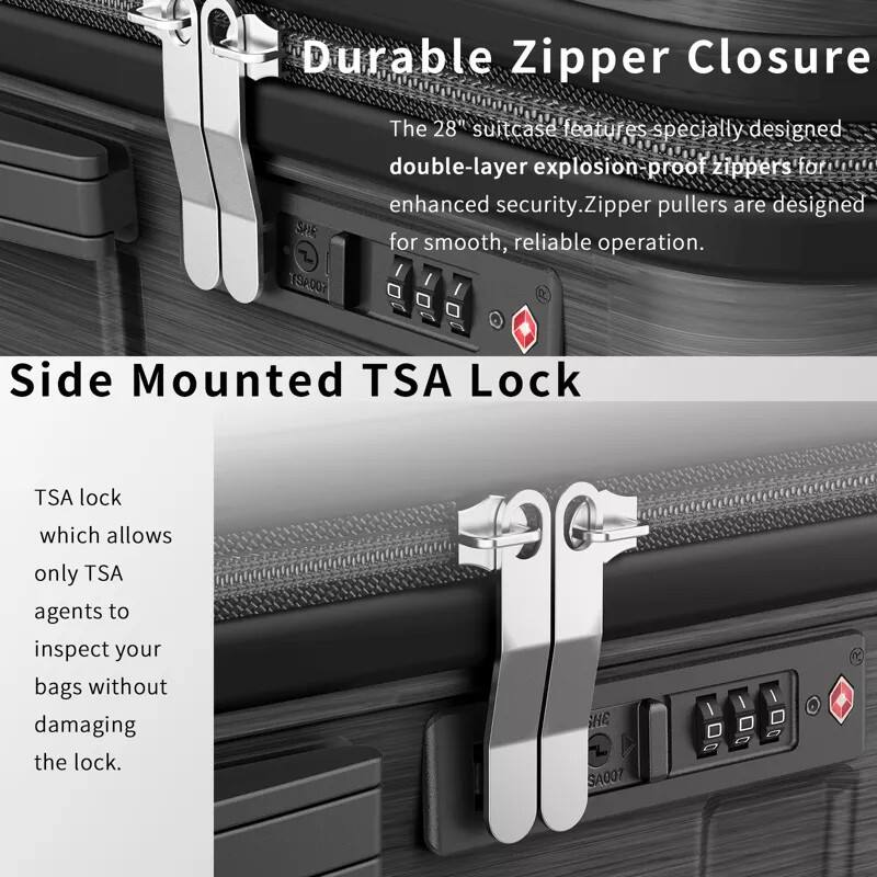 Sugift 3 Piece Hardshell Luggage Set with TSA Lock, YKK Zippers