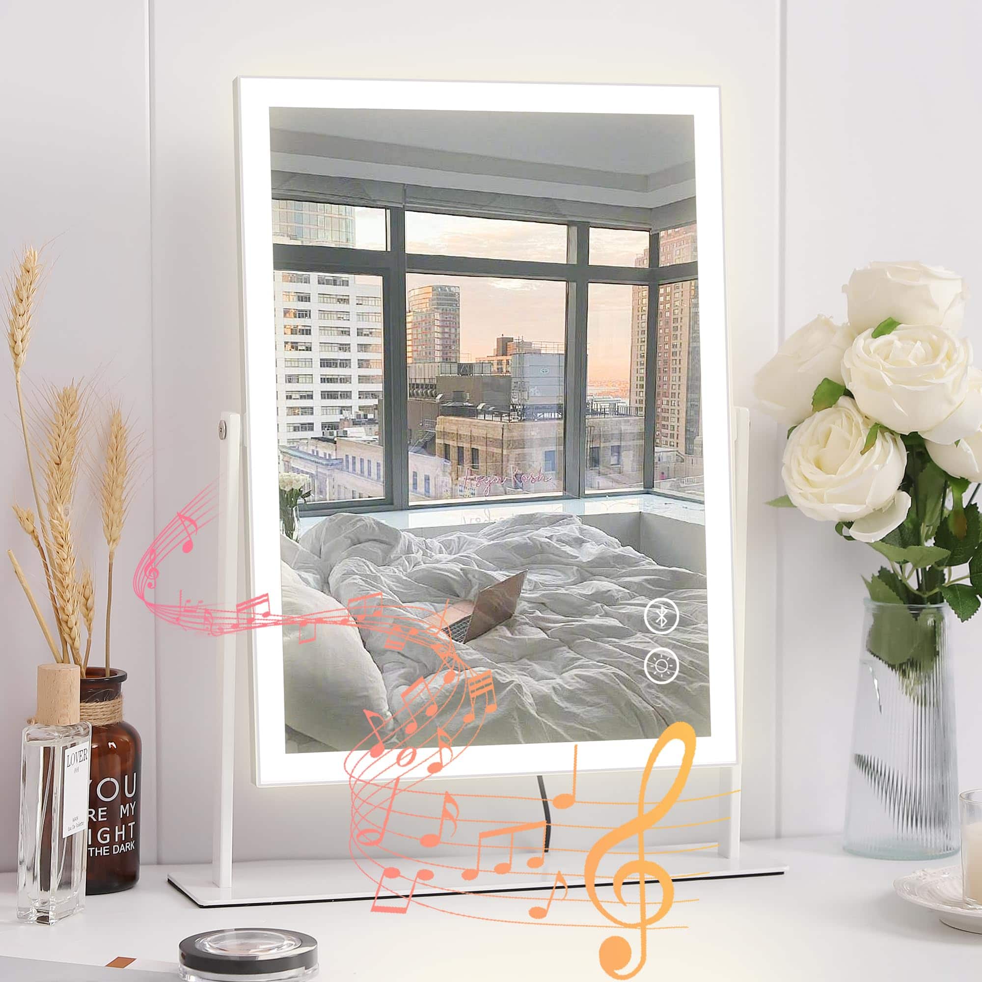 Pacoar Cade - Vanitii Vanity Mirror With Lights Makeup Magnification Hollywood Color Lighting Rotation Smart Touch Control For - 12"x16"